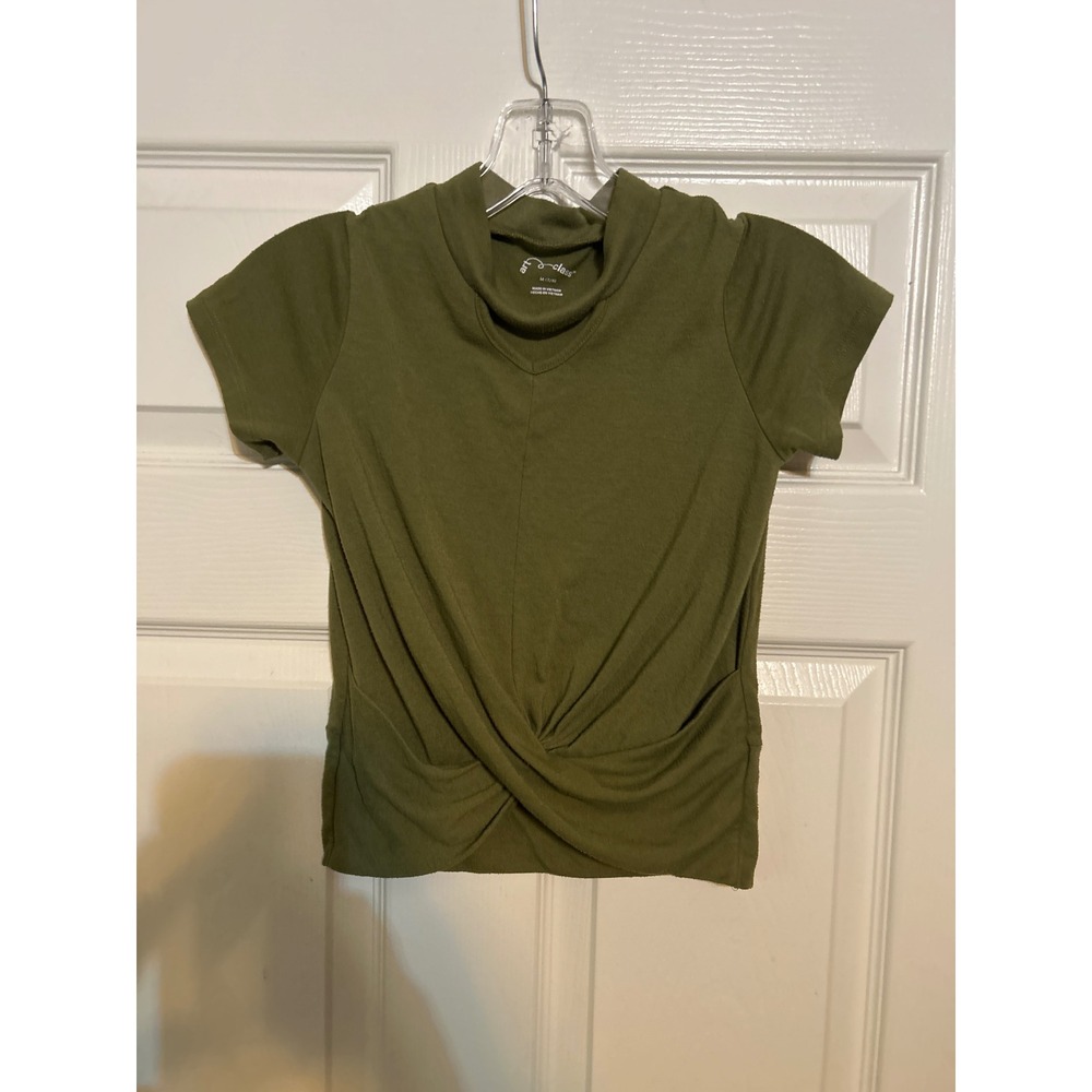 Art Class‎ Girls Olive Green Twist Front Mock Neck Cutout Top Size M 7/8
